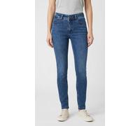 Skinny-fit-Jeans MAC, Damen, Gr. 40, Länge 32, blau (sporty dunkelblau), Denim/Jeans, Obermaterial: 82% Baumwolle, 9% Polyester, 5% Elastomultiester, 4% Elasthan, unifarben, skinny fit knöchellang, Je