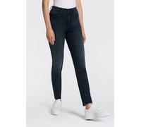 Skinny-fit-Jeans MAC "Dream Skinny", Damen, Gr. 40, Länge 32, blau (schwarz authentic used), Jeans, Obermaterial: 91% Baumwolle, 6% Polyester, 3% Elasthan, sehr figurbetont lang, Jeans, in hochelastis