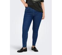 Skinny-fit-Jeans ONLY CARMAKOMA "CARHUSH MID SKINNY ANK RW DNM AKM187", Damen, Gr. 44, Länge 32, blau (dunkelblau denim), Denim/Jeans, Obermaterial: 78% Baumwolle, 21% Elasthan, 1% sonstige Fasern, un