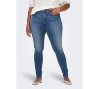 Skinny-fit-Jeans ONLY CARMAKOMA "CARSALLY REG SK DNM BJ114-3 NOOS", Damen, Gr. 54, Länge 32, medium blau denim, Denim/Jeans, Obermaterial: 64% Baumwolle, 31% Polyester, 3% Viskose, 2% Elasthan, unifar