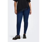 Skinny-fit-Jeans ONLY CARMAKOMA "CARSNOW HW STRETCH SKINNY PIM655 NOOS", Damen, Gr. 48, Länge 32, blau (dunkelblau denim), Denim/Jeans, Obermaterial: 65% Baumwolle, 18% Polyester, 15% Viskose, 2% Elas