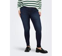 Skinny-fit-Jeans ONLY CARMAKOMA "CARTHUNDER LIFE P UP REG SK DNM BJ367", Damen, Gr. 46, Länge 32, blau (dunkelblau denim), Denim/Jeans, Obermaterial: 53% Viskose, 29% Baumwolle, 17% Polyester, 1% Elas