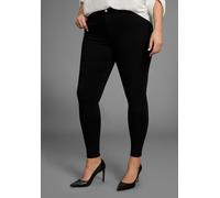 Skinny-fit-Jeans ONLY CARMAKOMA "CARTHUNDER PUSH UP REG SK JNS", Damen, Gr. 46, Länge 32, blau (schwarz denim), Denim/Jeans, Obermaterial: 53% Viskose, 29% Baumwolle, 17% Polyester, 1% Elasthan, unifa