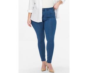 Skinny-fit-Jeans ONLY CARMAKOMA "CARTHUNDER REG PUSH UP SK DNM", Damen, Gr. 44, Länge 32, blau (blau, used), Denim/Jeans, Obermaterial: 53% Viskose, 29% Baumwolle, 17% Polyester, 1% Elasthan, unifarbe
