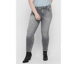 Skinny-fit-Jeans ONLY CARMAKOMA "CARWILLY REG SK ANK JNS", Damen, Gr. 42, Länge 32, grau (grau, used), Jeans, Obermaterial: 94% Baumwolle, 4% Polyester, 2% Elasthan, figurbetont knöchelfrei, Jeans, in