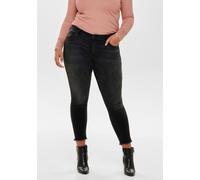 Skinny-fit-Jeans ONLY CARMAKOMA "CARWILLY REG SK ANK JNS" Gr. 42, Länge 32, schwarz (black, used) Damen Jeans Röhrenjeans in washed-out Optik (99725007-42)
