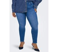 Skinny-fit-Jeans ONLY CARMAKOMA "CARWILLY REG SK ANK RW DNM REA260 NOOS", Damen, Gr. 42, Länge 32, special bright blau denim, Denim/Jeans, Obermaterial: 92% Baumwolle, 6% Elastomultiester, 2% Elasthan