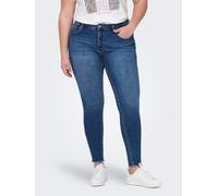 Skinny-fit-Jeans ONLY CARMAKOMA "CARWILLY REG SK ANK RW DNM TAI263 NOOS", Damen, Gr. 54, Länge 32, blau (medium blau denim), Denim/Jeans, Obermaterial: 92% Baumwolle, 6% sonstige Fasern, 2% Elasthan,