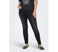 Skinny-fit-Jeans ONLY CARMAKOMA "CARWILLY REG SKINNY DNM CRO224 NOOS", Damen, Gr. 52, Länge 32, schwarz (washed schwarz), Denim/Jeans, Obermaterial: 92% Baumwolle, 6% Elastomultiester, 2% Elasthan, un