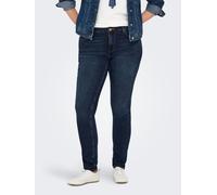 Skinny-fit-Jeans ONLY CARMAKOMA "CARWILLY REG SKINNY DNM REA2600", Damen, Gr. 46, Länge 32, blau (dunkelblau denim), Denim/Jeans, Obermaterial: 92% Baumwolle, 6% Elastomultiester, 2% Elasthan, unifarb