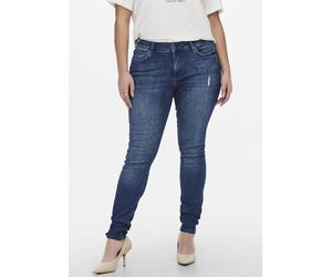 Skinny-fit-Jeans ONLY CARMAKOMA "CARWILLY REG SKINNY JEANS DNM REA", Damen, Gr. 48, Länge 32, blau (medium blau denim), Denim/Jeans, Obermaterial: 92% Baumwolle, 6% Elastomultiester, 2% Elasthan, skin