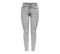 Skinny-fit-Jeans ONLY "ONLBLUSH HW ANK RW DESTROY SKINNY DNM", Damen, Gr. S (36), Länge 32, grau (light grau denim), Denim/Jeans, Obermaterial: 92% Baumwolle, 6% Elastomultiester, 2% Elasthan, Destroy