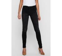 Skinny-fit-Jeans ONLY "ONLBLUSH LIFE MID", Damen, Gr. S (36), Länge 32, schwarz (schwarz denim), Denim/Jeans, Obermaterial: 92% Baumwolle, 6% Elastomultiester, 2% Elasthan, Abriebeffekte, Jeans 5-Pock