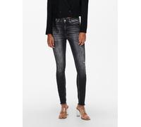Skinny-fit-Jeans ONLY "ONLBLUSH MID SK AK RW REA787 DNM", Damen, Gr. M (38), Länge 32, schwarz (schwarz denim), Denim/Jeans, Obermaterial: 92% Baumwolle, 5% Elastomultiester, 3% Elasthan, unifarben, s