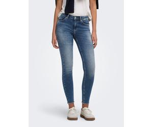 Skinny-fit-Jeans ONLY "ONLBLUSH MID SK ANK RW DNM DOT622 NOOS", Damen, Gr. S (36), Länge 30, blau (dunkelblau denim), Denim/Jeans, Obermaterial: 92% Baumwolle, 6% Elastomultiester, 2% Elasthan, unifar
