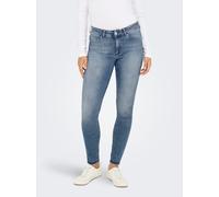 Skinny-fit-Jeans ONLY "ONLBLUSH MID SK ANK RW DNM REA158", Damen, Gr. M (38), Länge 32, blau (special blau grau denim), Denim/Jeans, Obermaterial: 92% Baumwolle, 6% Elastomultiester, 2% Elasthan, unif
