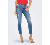 Skinny-fit-Jeans ONLY "ONLBLUSH MID WAIST ANK RW SKINNY DES DNM", Damen, Gr. M (38), Länge 32, blau (medium blau denim), Denim/Jeans, Obermaterial: 93% Baumwolle, 5% Elastomultiester, 2% Elasthan, uni