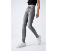 Skinny-fit-Jeans ONLY "ONLBLUSH MID WAIST SKINNY DNM DOT", Damen, Gr. XS, Länge 32, grau denim, Denim/Jeans, Obermaterial: 92% Baumwolle, 6% Elastomultiester, 2% Elasthan, unifarben, skinny fit lang,