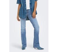 Skinny-fit-Jeans ONLY "ONLBLUSH MW BACK POCK FLA TAI222 DNMNOOS", Damen, Gr. XS (34), Länge 30, blau (medium blau denim), Denim/Jeans, Obermaterial: 92% Baumwolle, 6% Elastomultiester, 2% Elasthan, un