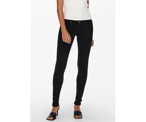 Skinny-fit-Jeans ONLY "ONLCORAL SL SK POWER DNM", Damen, Gr. 28, Länge 32, schwarz (schwarz denim), Denim/Jeans, Obermaterial: 92% Baumwolle, 6% Polyester, 2% Elasthan, Abriebeffekte, Jeans 5-Pocket-J