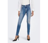 Skinny-fit-Jeans ONLY "ONLPOWER LIFE MID PUSH", Damen, Gr. S (36), Länge 32, blau (light blau denim), Denim/Jeans, Obermaterial: 92% Baumwolle, 6% Polyester, 2% Elasthan, unifarben, skinny fit knöchel