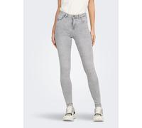 Skinny-fit-Jeans ONLY "ONLPOWER MID SK PUSHUP DNM REA3659 NOOS", Damen, Gr. XS, Länge 32, light grau denim, Denim/Jeans, Obermaterial: 92% Baumwolle, 6% Polyester, 2% Elasthan, unifarben, skinny fit l