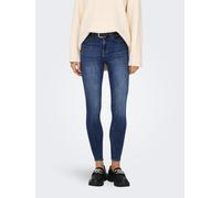 Skinny-fit-Jeans ONLY "ONLPOWER MID SK PUSHUP DNM TAI012 NOOS", Damen, Gr. XS (34), Länge 32, blau (dunkelblau denim), Denim/Jeans, Obermaterial: 92% Baumwolle, 6% Polyester, 2% Elasthan, unifarben, s