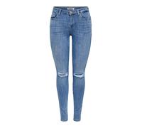 Skinny-fit-Jeans ONLY "ONLPOWER MID SK PUSHUP KNEE CUT DNM", Damen, Gr. M, Länge 30, medium blau denim, Denim/Jeans, Obermaterial: 92% Baumwolle, 6% Polyester, 2% Elasthan, Destroyed-Effekte, unifarbe