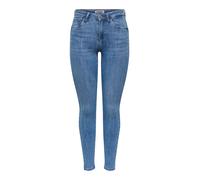 Skinny-fit-Jeans ONLY "ONLPOWER MID WAIST PUSH UP ANK DET DNM", Damen, Gr. M (38), Länge 30, blau (light blau denim), Denim/Jeans, Obermaterial: 92% Baumwolle, 6% Polyester, 2% Elasthan, unifarben, sk