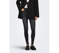 Skinny-fit-Jeans ONLY "ONLPOWER MID WAIST PUSH UP SK DNM BOX", Damen, Gr. XS (34), Länge 32, washed schwarz, Denim/Jeans, Obermaterial: 92% Baumwolle, 6% Polyester, 2% Elasthan, unifarben, skinny fit,