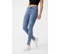 Skinny-fit-Jeans ONLY "ONLPOWER MID WASIST PUSH UP AZ", Damen, Gr. M (38), Länge 30, light blau denim, Denim/Jeans, Obermaterial: 92% Baumwolle, 6% Polyester, 2% Elasthan, Destroyed-Effekte, unifarben