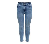 Skinny-fit-Jeans ONLY "ONLPOWER MID WASIST PUSH UP AZ", Damen, Gr. XS, Länge 30, blau (light blau denim), Denim/Jeans, Obermaterial: 92% Baumwolle, 6% Polyester, 2% Elasthan, Destroyed-Effekte, unifar