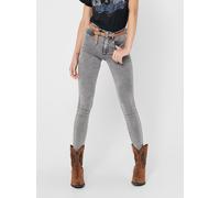 Skinny-fit-Jeans ONLY "ONLROYAL HW SK JEANS BJ", Damen, Gr. L (40), Länge 32, grau (grau denim), Denim/Jeans, Obermaterial: 69% Baumwolle, 29% Polyester, 2% Elasthan, Abriebeffekte, skinny fit, Jeans