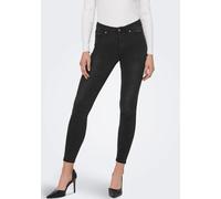 Skinny-fit-Jeans ONLY "ONLWAUW MID SK BJ1097", Damen, Gr. L (40), Länge 30, schwarz (washed schwarz), Denim/Jeans, Obermaterial: 56% Baumwolle, 39% Polyester, 3% Viskose, 2% Elasthan, Abriebeffekte, J