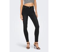 Skinny-fit-Jeans ONLY "ONLWAUW MID SK BJ1097", Damen, Gr. XS (34), Länge 32, schwarz (washed schwarz), Denim/Jeans, Obermaterial: 56% Baumwolle, 39% Polyester, 3% Viskose, 2% Elasthan, Abriebeffekte,