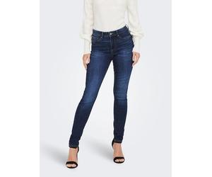 Skinny-fit-Jeans ONLY "ONLWAUW MID SK DNM BJ581 NOOS", Damen, Gr. M (38), Länge 32, blau (dunkelblau denim), Denim/Jeans, Obermaterial: 64% Baumwolle, 31% Polyester, 3% Viskose, 2% Elasthan, Abriebeff