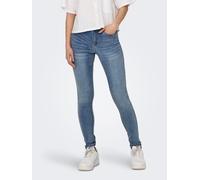 Skinny-fit-Jeans ONLY "ONLWAUW MID SKINNY DNM GUABOX", Damen, Gr. XS (34), Länge 32, blau (light medium blau denim), Denim/Jeans, Obermaterial: 64% Baumwolle, 31% Polyester, 3% Viskose, 2% Elasthan, u