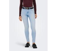 Skinny-fit-Jeans ONLY "ONLWAUW MID SKINNY DNM TAI640", Damen, Gr. S (36), Länge 32, blau (light blau denim), Denim/Jeans, Obermaterial: 83% Baumwolle, 15% Polyester, 2% Elasthan, unifarben, Jeans (521