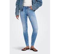Skinny-fit-Jeans ONLY "ONLWAUW MID WAIST CHARM DNM", Damen, Gr. M (38), Länge 30, blau (light blau denim), Denim/Jeans, Obermaterial: 92% Baumwolle, 6% Elastomultiester, 2% Elasthan, unifarben, skinny