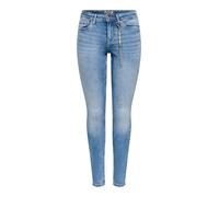 Skinny-fit-Jeans ONLY "ONLWAUW MID WAIST CHARM DNM", Damen, Gr. S (36), Länge 30, light blau denim, Denim/Jeans, Obermaterial: 92% Baumwolle, 6% Elastomultiester, 2% Elasthan, unifarben, skinny fit la