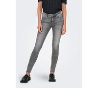 Skinny-fit-Jeans ONLY "ONLWAUW MID WAIST SK LANK COIN PKT DNM X", Damen, Gr. XS (34), Länge 30, grau (grau denim), Denim/Jeans, Obermaterial: 64% Baumwolle, 31% Polyester, 3% Viskose, 2% Elasthan, uni
