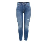 Skinny-fit-Jeans ONLY "ONLWAUW MW SK ANK RW DNM", Damen, Gr. S (36), Länge 32, medium blau denim, Denim/Jeans, Obermaterial: 83% Baumwolle, 15% Polyester, 2% Elasthan, unifarben, skinny fit knöchellan