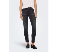 Skinny-fit-Jeans ONLY "ONLWAUW MW ZIP SK ANK DNM BOX", Damen, Gr. XS (34), Länge 32, schwarz (washed schwarz), Denim/Jeans, Obermaterial: 64% Baumwolle, 31% Polyester, 3% Viskose, 2% Elasthan, unifarb