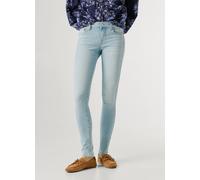 Skinny-fit-Jeans PEPE JEANS "SKINNY JEANS LW", Damen, Gr. 32, Länge 30, blau (bleached), Denim/Jeans, Obermaterial: 83% Baumwolle, 12% Viskose, 4% Elastomultiester, 1% Elasthan, skinny fit lang, Jeans