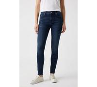Skinny-fit-Jeans PEPE JEANS "SKINNY JEANS MW", Damen, Gr. 28, Länge 30, tiefblau, Denim/Jeans, Obermaterial: 84% Baumwolle, 15% Polyester, 1% Elasthan, skinny fit lang, Jeans, in verschiedenen Waschun