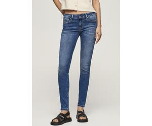 Skinny-fit-Jeans PEPE JEANS "SOHO", Damen, Gr. 31, Länge 28, blau, Denim/Jeans, Obermaterial: 84% Baumwolle, 14% Polyester, 2% Elasthan, skinny fit lang, Jeans, im 5-Pocket-Stil mit 1-Knopf Bund und S