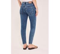 Skinny-fit-Jeans STREET ONE STUDIO, Damen, Gr. 26, Länge 28, blau (mid blau soft washed), Jeans, 79% Baumwolle, 15% Polyester, 4% Elastomultiester, 2% Elasthan, unifarben, knöchelfrei, Jeans, 5-Pocket