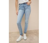 Skinny-fit-Jeans TAMARIS "aus bequemen Stretch-Denim", Damen, Gr. 36, N-Gr, blau (blau bleache), Denim/Jeans, Obermaterial: 74% Baumwolle, 24% Polyester, 2% Elasthan, unifarben, skinny fit lang, Jeans