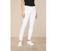 Skinny-fit-Jeans TAMARIS "aus bequemen Stretch-Denim", Damen, Gr. 40, N-Gr, weiß, Denim/Jeans, Obermaterial: 98% Baumwolle, 2% Elasthan, unifarben, skinny fit lang, Jeans, schmale Beinweite, mit Gürte