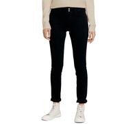 Skinny-fit-Jeans TOM TAILOR "Alexa Skinny", Damen, Gr. 33, Länge 32, schwarz, Denim/Jeans, Obermaterial: 42% Baumwolle, 34% Polyester, 22% Viskose, 2% Elasthan, eng normal, Jeans, mit Doppelknopf-Vers
